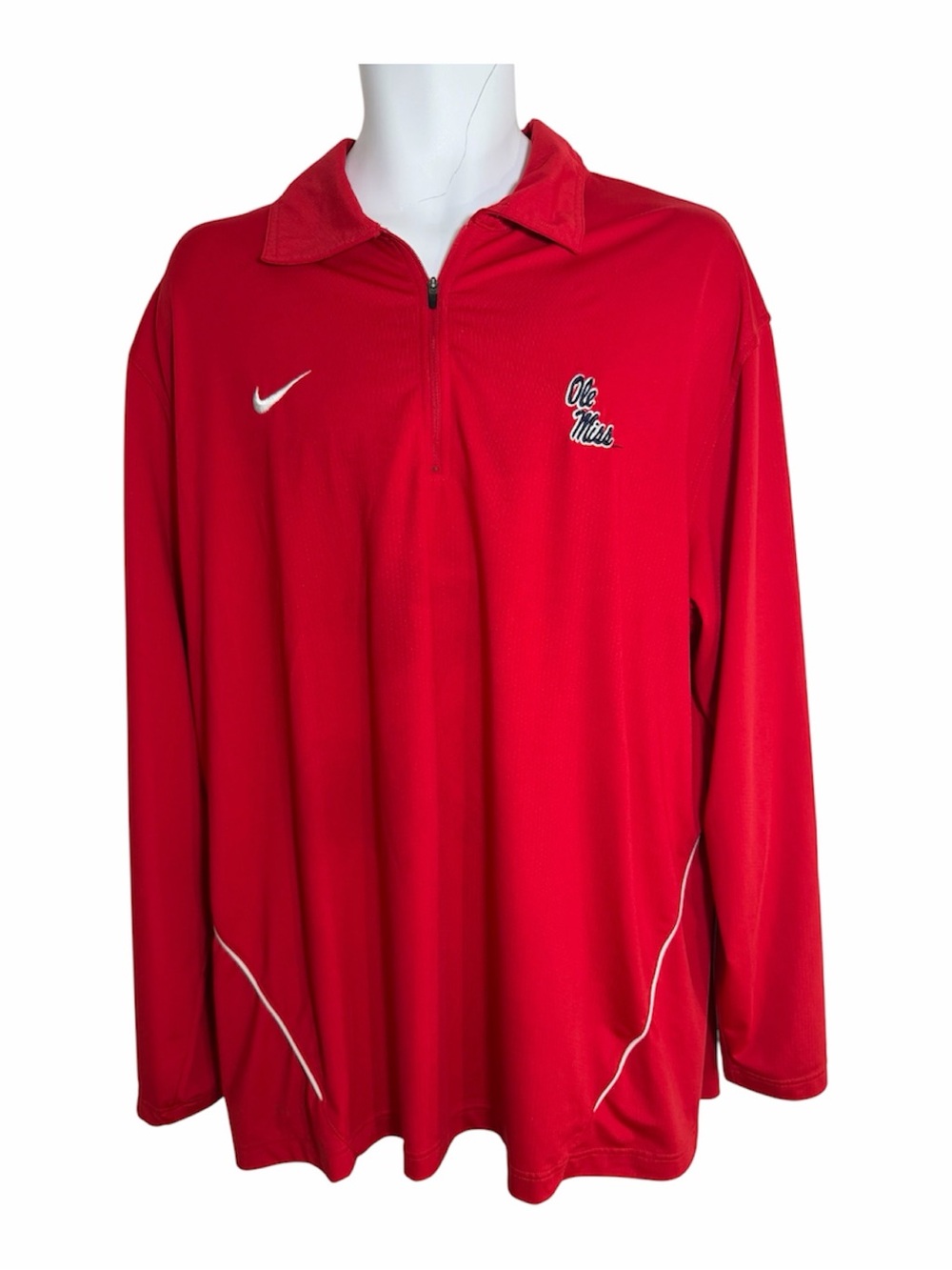 Nike Red Ole Miss Rebels Dri-Fit 1/4 Zip Pullover Red Long Sleeve Men’s Large